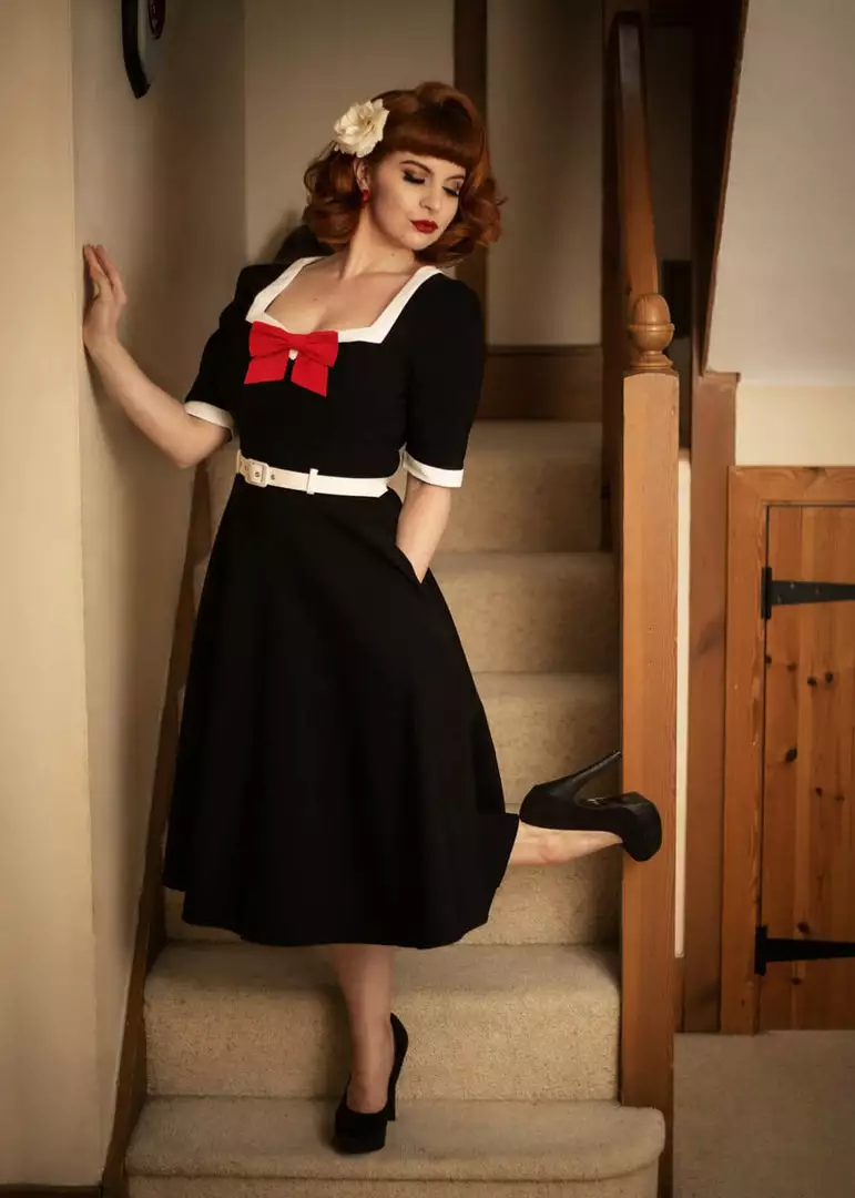 Collectif Sadie 50's Swing Dress Black 5 Collectif Sadie 50's Swing Dress Black