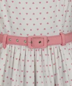 Collectif Brielle Love Heart 50's Swing Dress Ivory