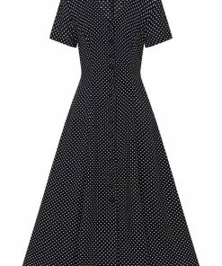 Collectif Riley Mini Polka 40's Swing Dress Navy