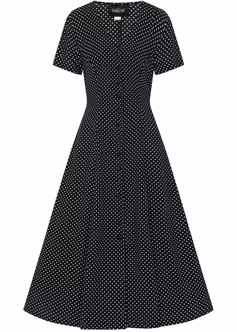 Collectif Riley Mini Polka 40's Swing Dress Navy 4 Collectif Riley Mini Polka 40's Swing Dress Navy