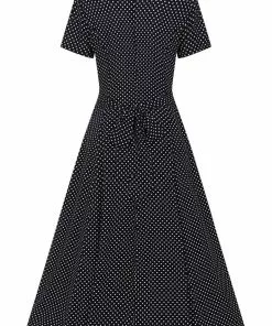 Collectif Riley Mini Polka 40's Swing Dress Navy 11 Collectif Riley Mini Polka 40's Swing Dress Navy