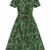 Collectif Caterina Tropics 50's Swing Dress Green New In 1 Collectif Caterina Tropics 50's Swing Dress Green New In