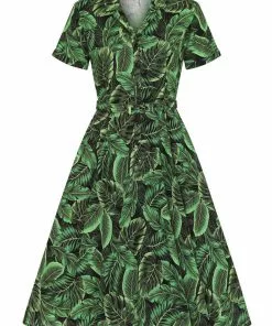 Collectif Caterina Tropics 50's Swing Dress Green New In