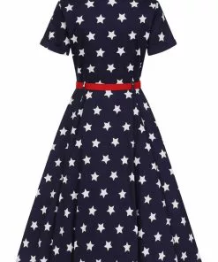 Collectif Caterina Stars 50's Swing Dress Navy New In 8 Collectif Caterina Stars 50's Swing Dress Navy New In