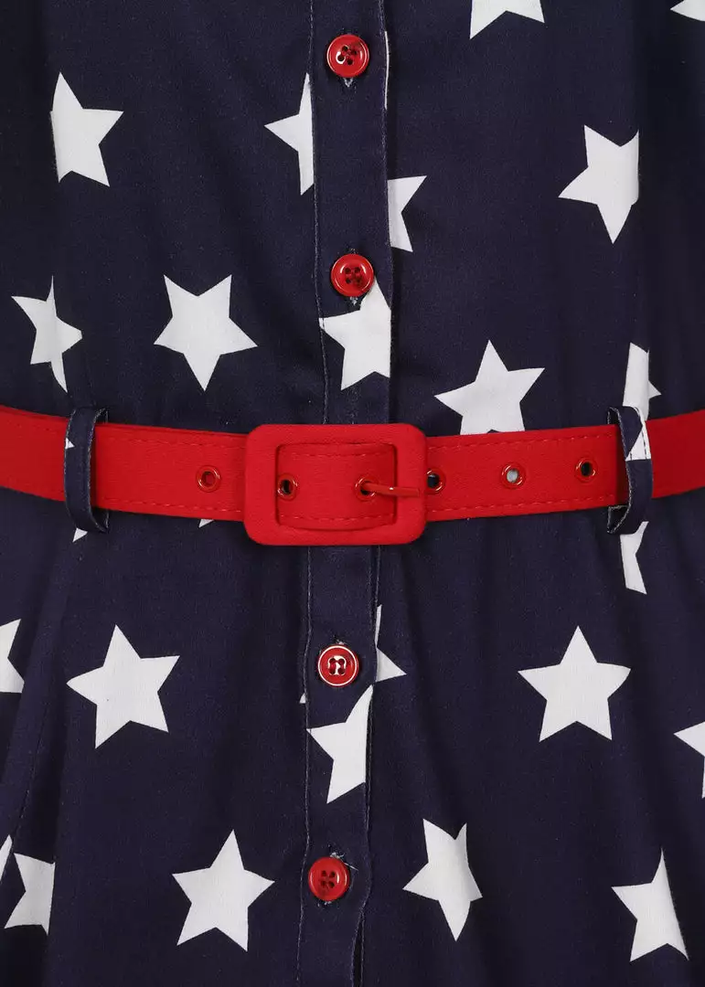 Collectif Caterina Stars 50's Swing Dress Navy New In 6 Collectif Caterina Stars 50's Swing Dress Navy New In