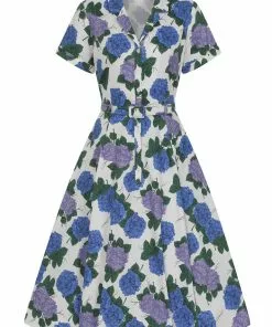 Collectif Caterina Vintage Hortensia 50's Swing Dress White New In