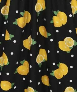 New In Collectif Demira Polka Lemon 50's Swing Dress Black 11 New In Collectif Demira Polka Lemon 50's Swing Dress Black