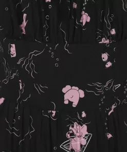 New In Collectif Carmen Tipsy Elephants 50's Swing Dress Black