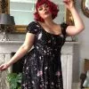 New In Collectif Carmen Tipsy Elephants 50's Swing Dress Black