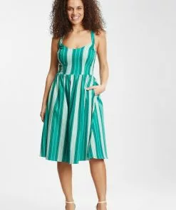 Collectif Titta Mint Humbug 50's Swing Dress Green