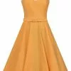 Collectif Nova Heart Trim 50's Swing Dress Orange