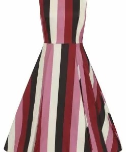 New In Collectif Frances Bubble Gum Stripe 50's Swing Dress Multi