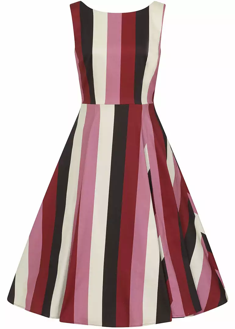 New In Collectif Frances Bubble Gum Stripe 50's Swing Dress Multi 4 New In Collectif Frances Bubble Gum Stripe 50's Swing Dress Multi
