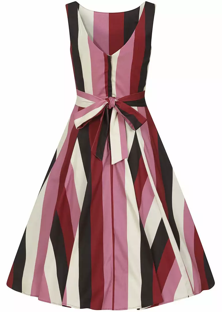 New In Collectif Frances Bubble Gum Stripe 50's Swing Dress Multi 6 New In Collectif Frances Bubble Gum Stripe 50's Swing Dress Multi