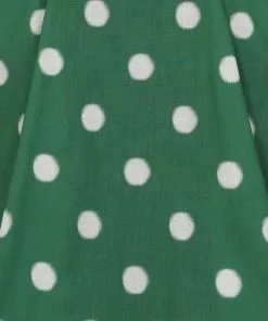 Collectif Hepburn Painted Polka 50's Swing Dress Green