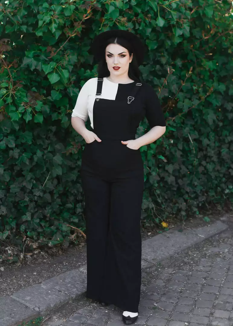 Collectif Kayden 60's Dungarees Black New In 4 Collectif Kayden 60's Dungarees Black New In