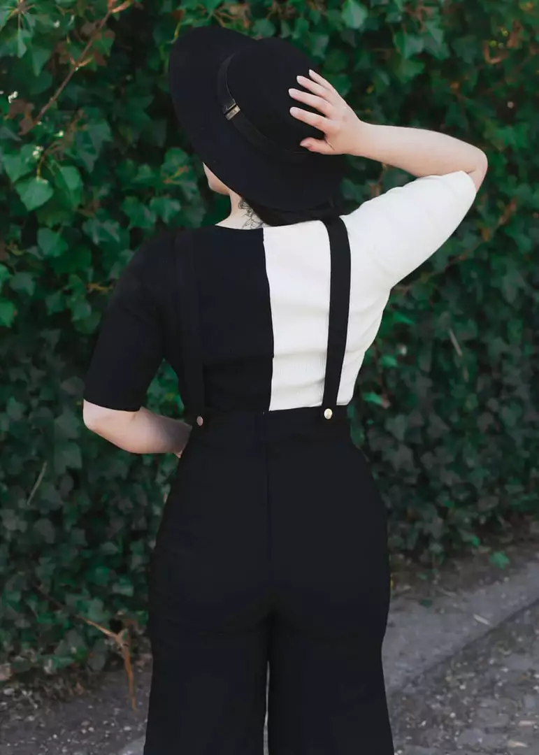 Collectif Kayden 60's Dungarees Black New In 7 Collectif Kayden 60's Dungarees Black New In