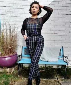 Collectif Rada Nancy Check 60's Dungarees Black