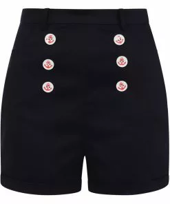 New In Collectif Nancy Nautical 40's Shorts Navy Blue