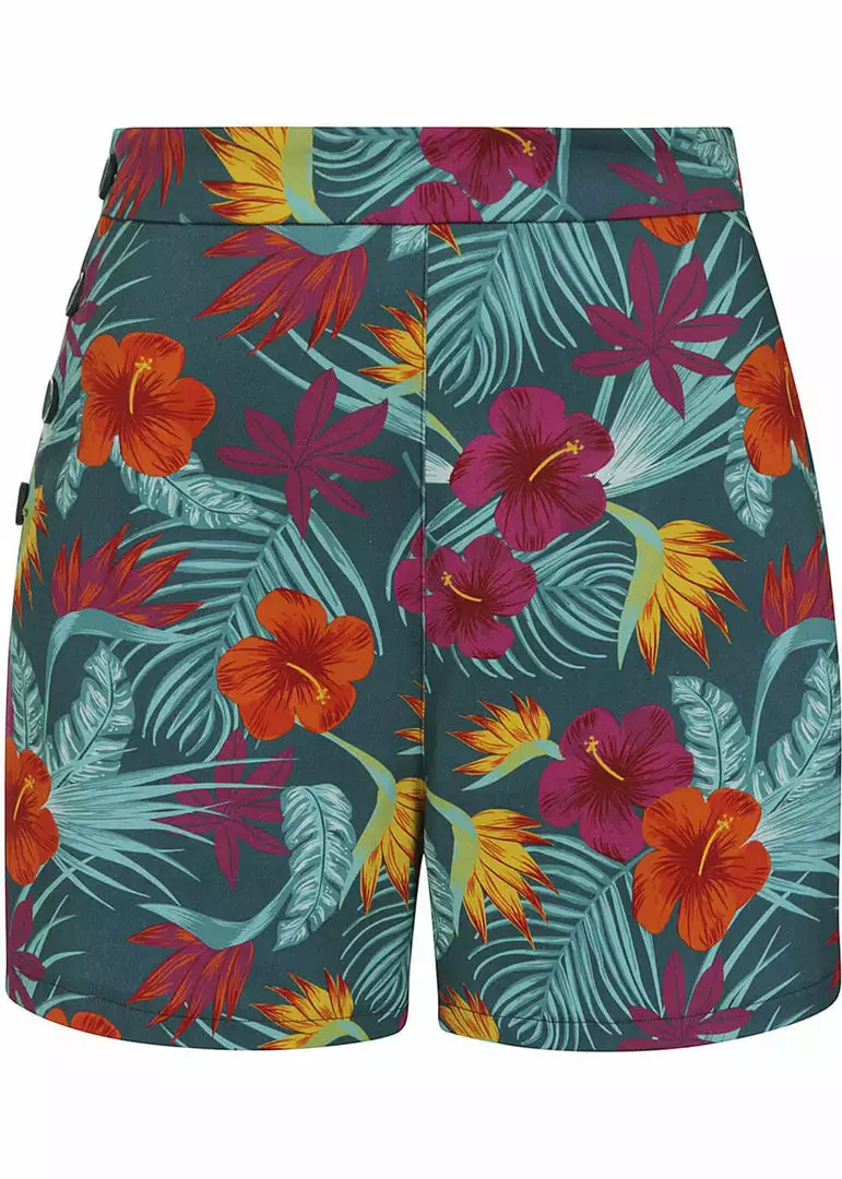 New In Collectif Adriana Tropico 50's Shorts Multi Colour 3 New In Collectif Adriana Tropico 50's Shorts Multi Colour