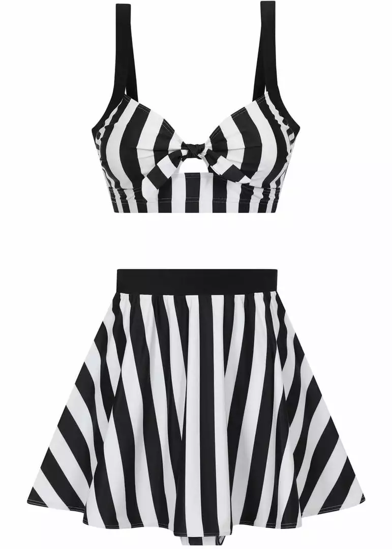 Collectif Beetle Stripe 60's Bikini Top Black White 4 Collectif Beetle Stripe 60's Bikini Top Black White