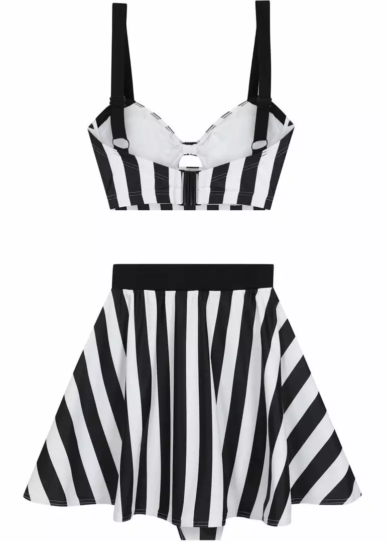 Collectif Beetle Stripe 60's Bikini Top Black White 7 Collectif Beetle Stripe 60's Bikini Top Black White