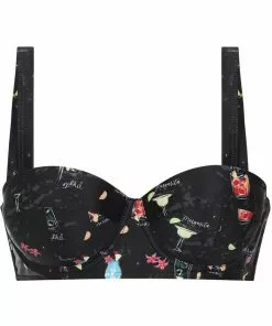 Collectif Cocktail Menu 50's Bikini Top Black New In