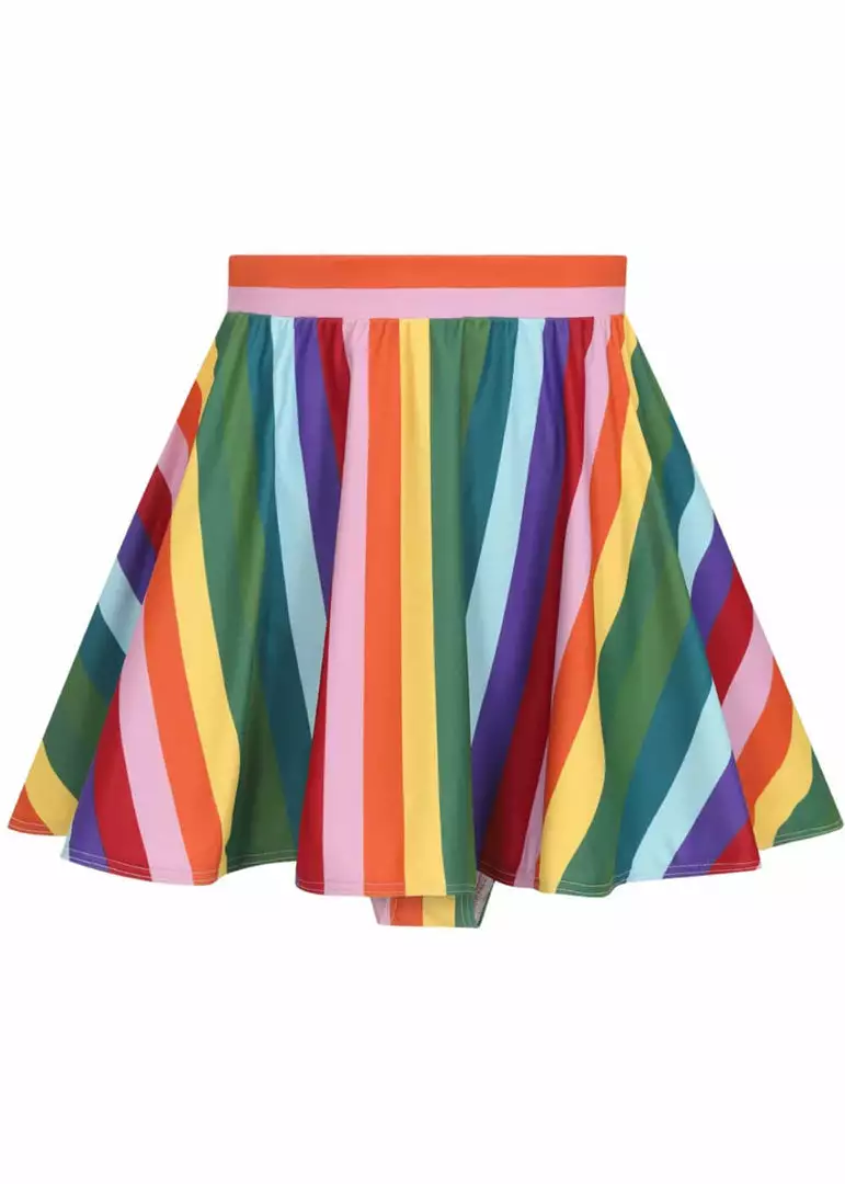 Collectif Rainbow Stripes 60's Bikini Briefs Skirt Multi New In 3 Collectif Rainbow Stripes 60's Bikini Briefs Skirt Multi New In