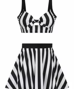 New In Collectif Beetle Stripe 60's Bikini Briefs Skirt Black White