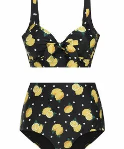 Collectif Lemon Polka 50's Bikini Brief Black 15 Collectif Lemon Polka 50's Bikini Brief Black