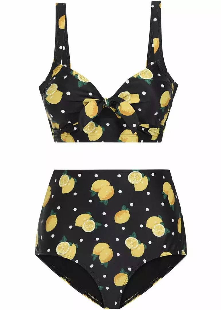 Collectif Lemon Polka 50's Bikini Brief Black 8 Collectif Lemon Polka 50's Bikini Brief Black