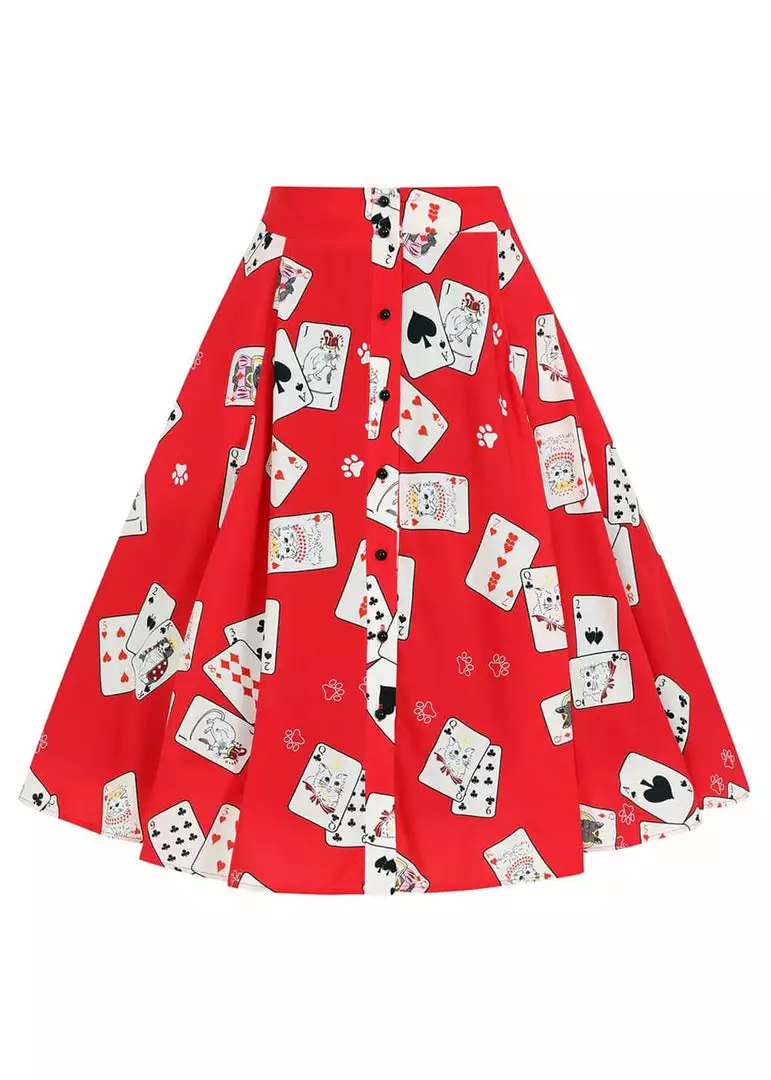 New In Collectif Megan Cat Croupier 50's Swing Skirt Red 3 New In Collectif Megan Cat Croupier 50's Swing Skirt Red