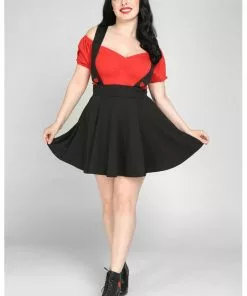 Collectif Klara Heart Suspender 60's Skater Skirt Black