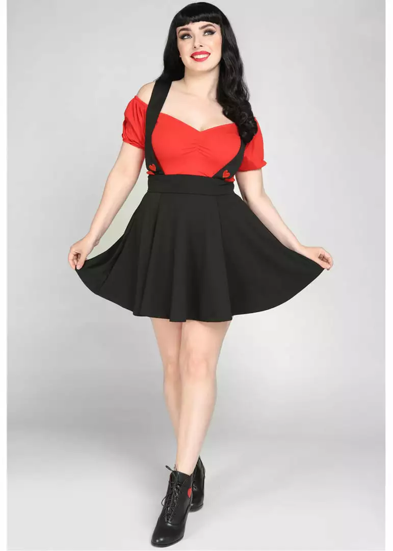 Collectif Klara Heart Suspender 60's Skater Skirt Black 3 Collectif Klara Heart Suspender 60's Skater Skirt Black