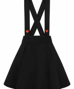 Collectif Klara Heart Suspender 60's Skater Skirt Black