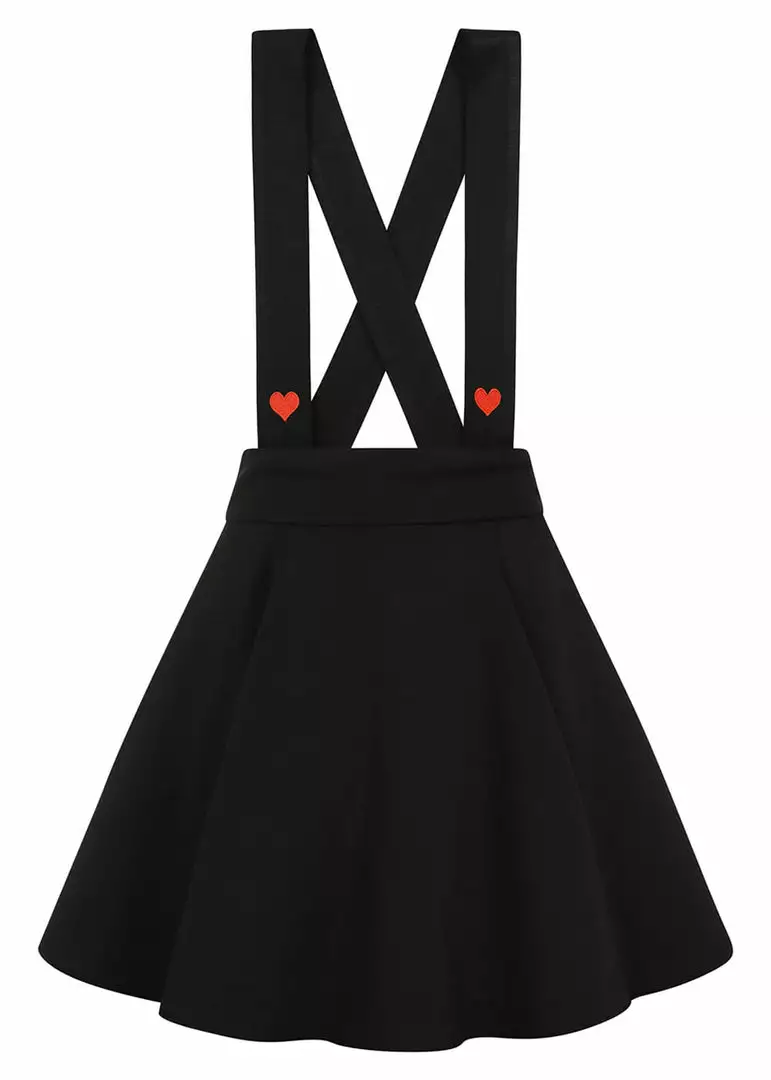 Collectif Klara Heart Suspender 60's Skater Skirt Black 4 Collectif Klara Heart Suspender 60's Skater Skirt Black