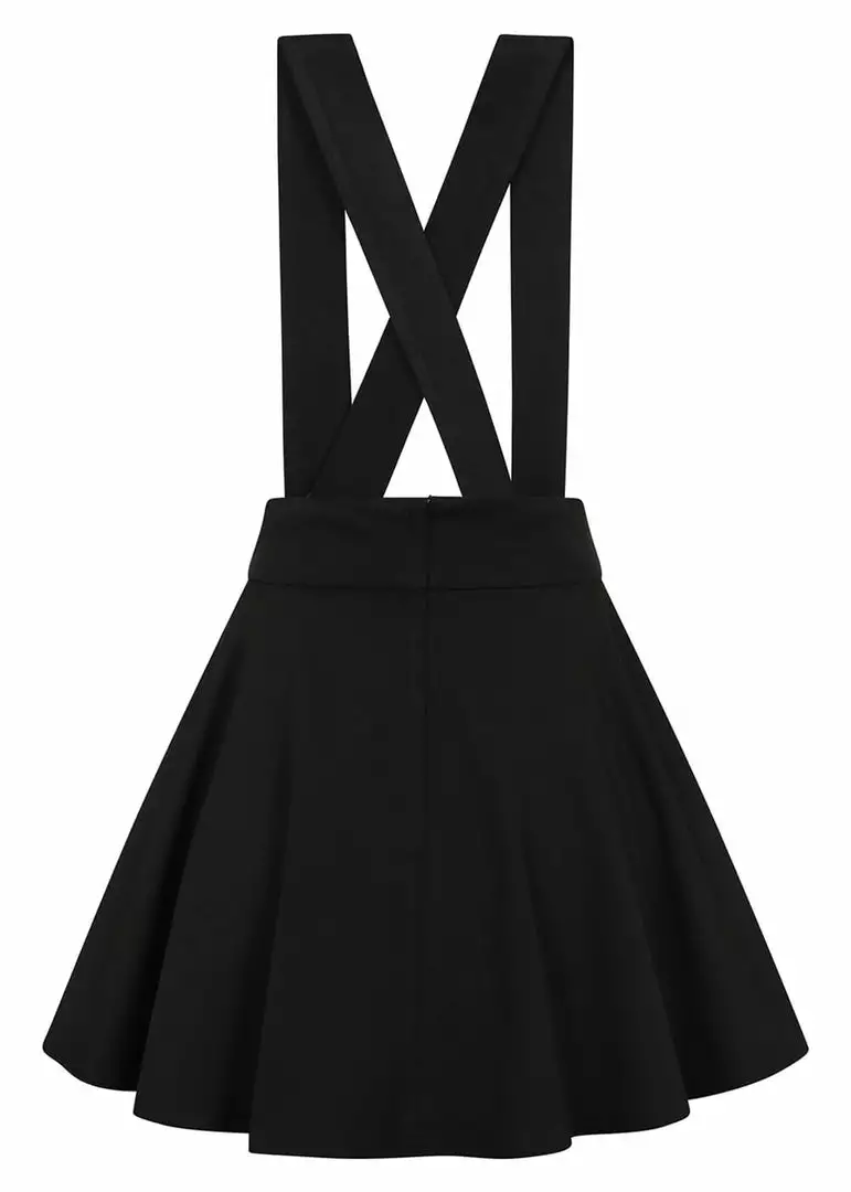Collectif Klara Heart Suspender 60's Skater Skirt Black 5 Collectif Klara Heart Suspender 60's Skater Skirt Black
