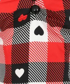 New In Collectif Dolores Heart Gingham 50's Top Red