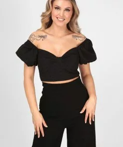 Collectif Amoura Broderie 70's Top Black