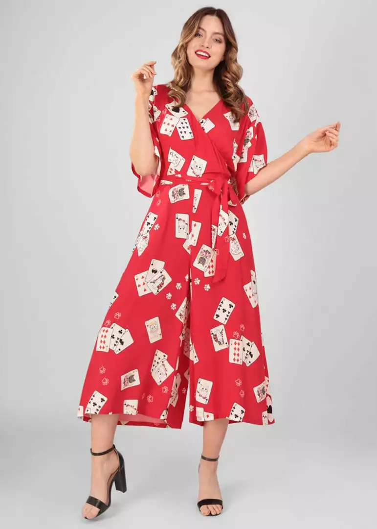 New In Collectif Akiko Cat Croupier 40's Jumpsuit Red 3 New In Collectif Akiko Cat Croupier 40's Jumpsuit Red