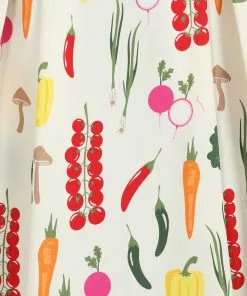 Collectif Marilu Vegetable Medley 50's Swing Skirt Cream New In