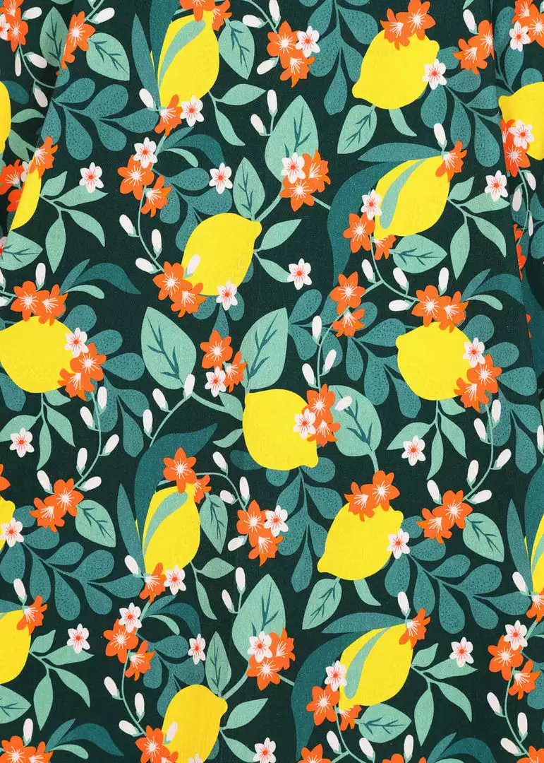 New In Collectif Clara Lemon Bloom 50's Midi Swing Skirt Teal 6 New In Collectif Clara Lemon Bloom 50's Midi Swing Skirt Teal