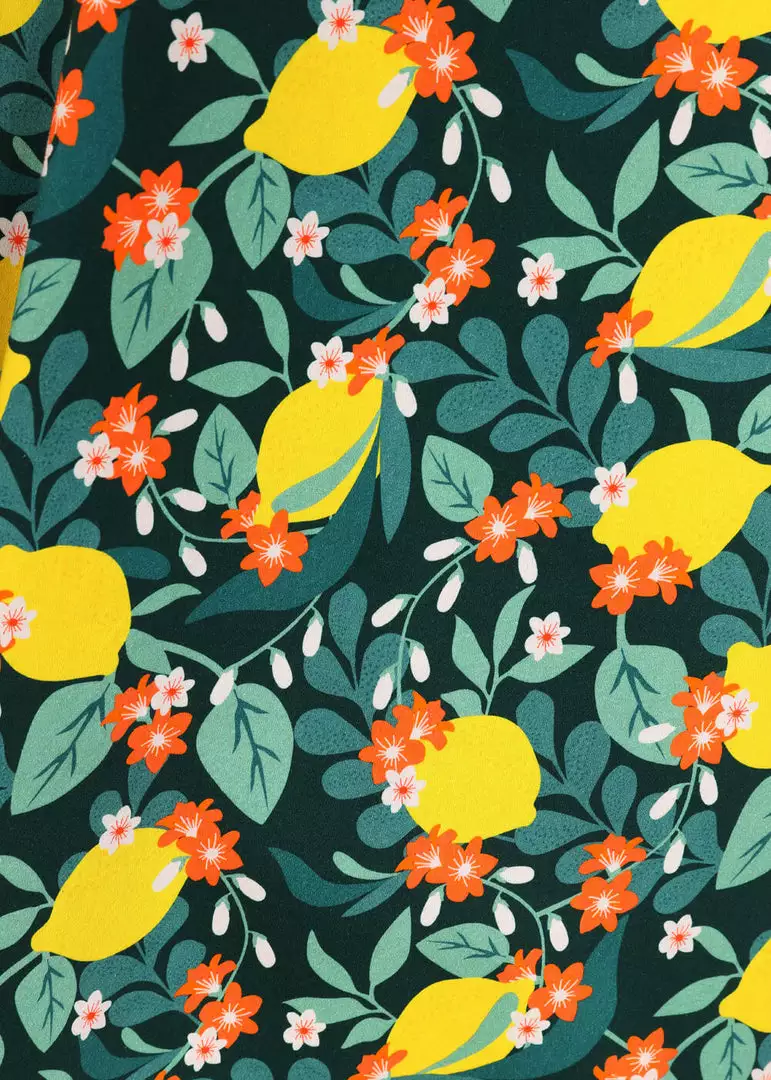 New In Collectif Clara Lemon Bloom 50's Midi Swing Skirt Teal 4 New In Collectif Clara Lemon Bloom 50's Midi Swing Skirt Teal