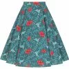 Collectif Matilde Hummingbird Eden Swing Skirt Teal