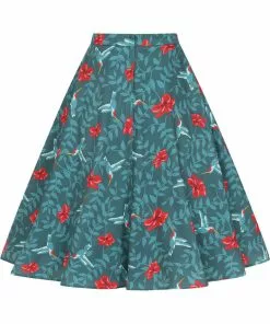 Collectif Matilde Hummingbird Eden Swing Skirt Teal 10 Collectif Matilde Hummingbird Eden Swing Skirt Teal