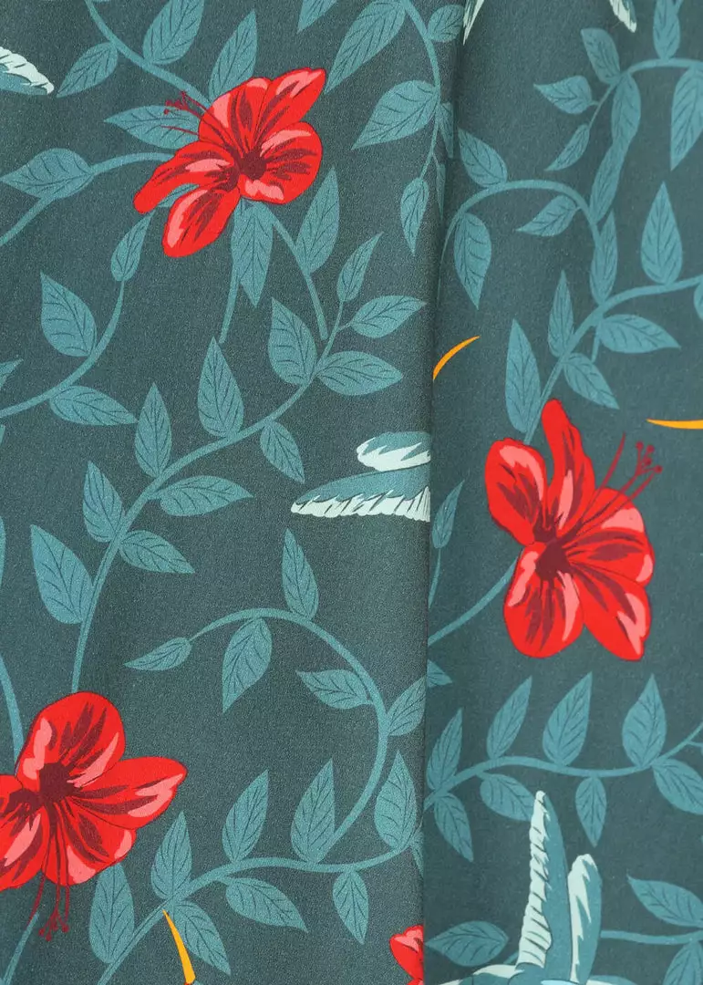 Collectif Matilde Hummingbird Eden Swing Skirt Teal 7 Collectif Matilde Hummingbird Eden Swing Skirt Teal