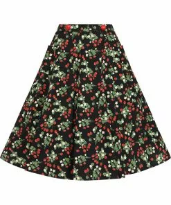 Collectif Luella Wild Strawberries 50's Swing Skirt Black New In
