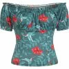 New In Collectif Viviana 50's Hummingbird Eden Top Teal