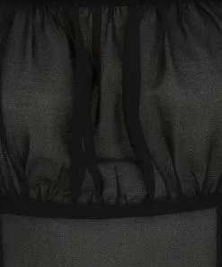 Collectif Agnes Mesh Ruched 60's Top Black New In