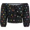 Collectif Stevie Rainbow Polka Dot 60's Top Black New In 1 Collectif Stevie Rainbow Polka Dot 60's Top Black New In